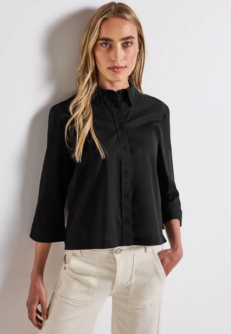 Baumwoll-Hemdbluse Black