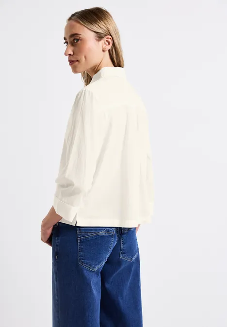 Baumwoll-Hemdbluse off white