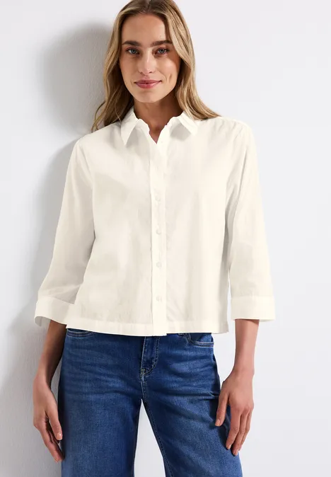 Baumwoll-Hemdbluse off white