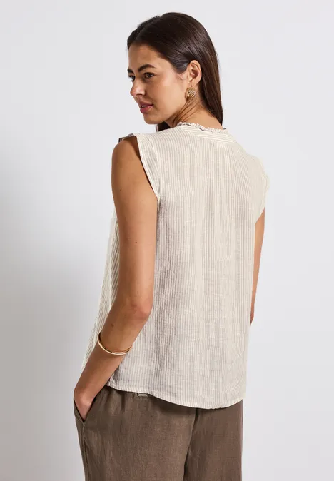 Ärmellose Leinenbluse dark moonstone sand