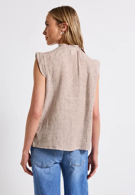 Ärmellose Leinenbluse sienna brown