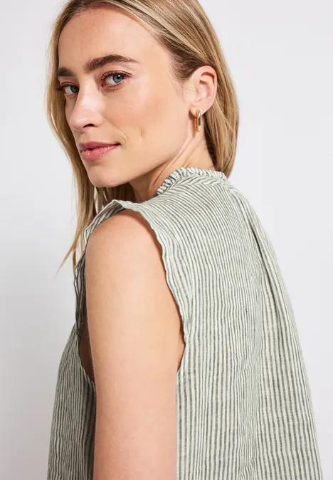Ärmellose Leinenbluse peridot green