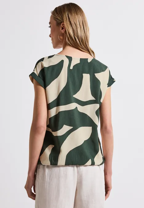 Gemusterte Bluse mid green