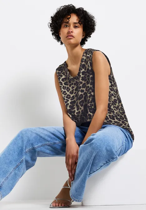 V-Neck Leo Blusentop Black