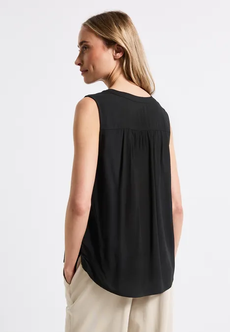 Split Neck Blusentop Black
