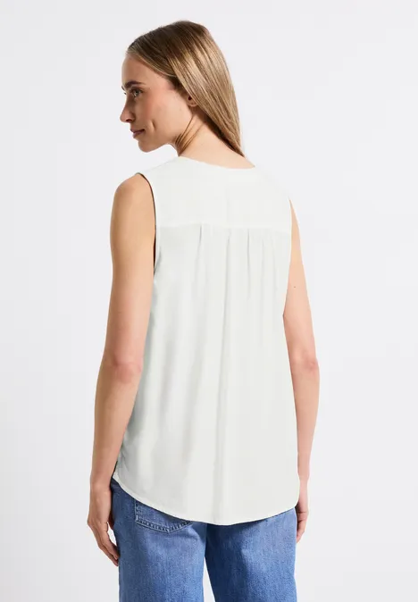 Split Neck Blusentop off white