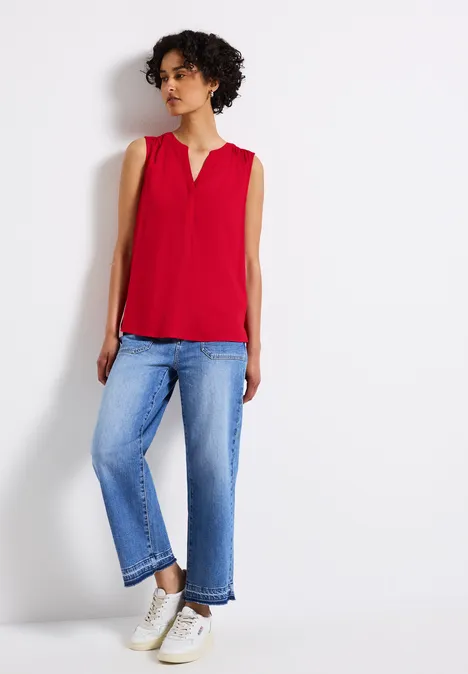 Split Neck Blusentop glory red