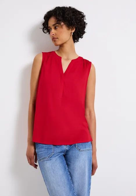 Split Neck Blusentop glory red