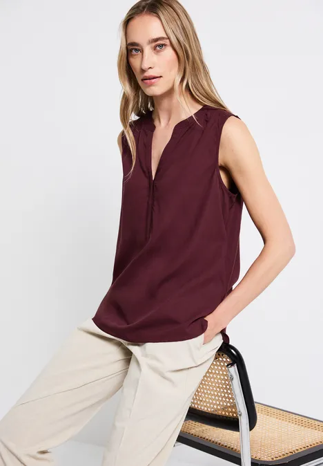 Split Neck Blusentop dark cherry red