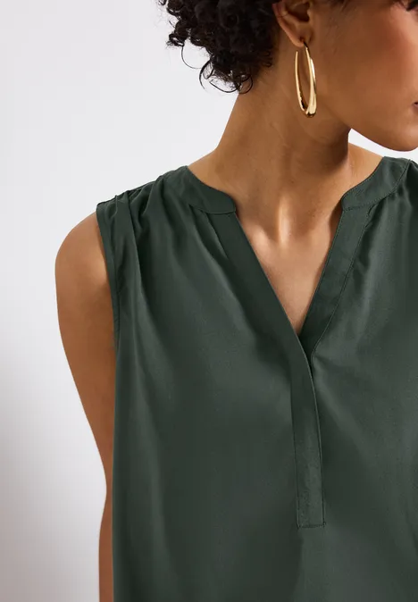 Split Neck Blusentop mid green