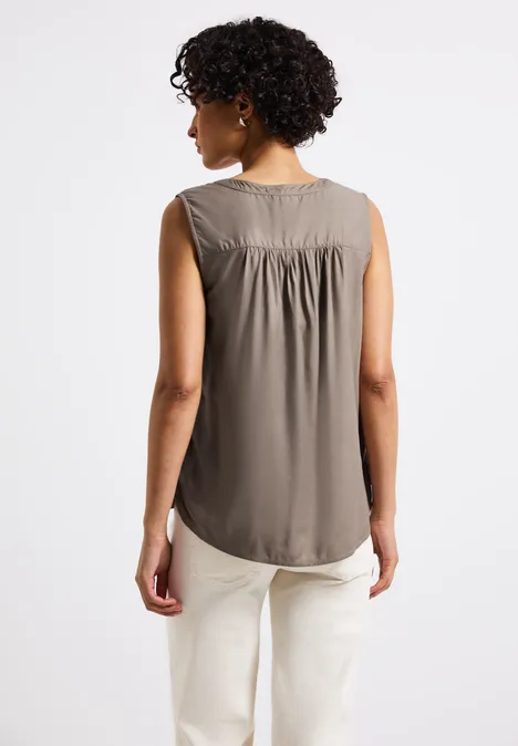 Split Neck Blusentop stone brown