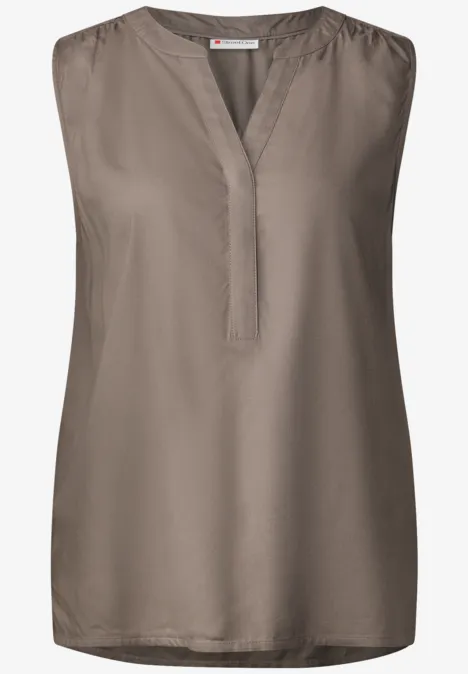 Split Neck Blusentop stone brown