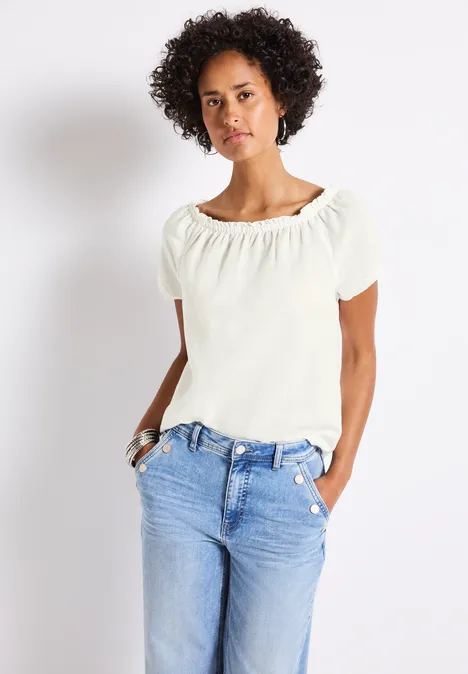 Leinenmix-Bluse off white