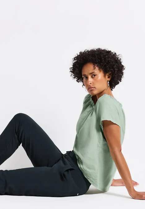 Leinenmix-Bluse soft jade green
