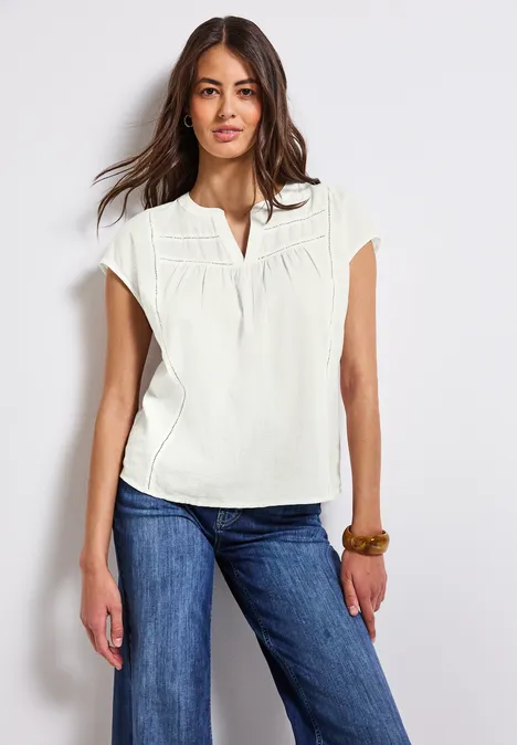 Bluse mit Tape-Details off white