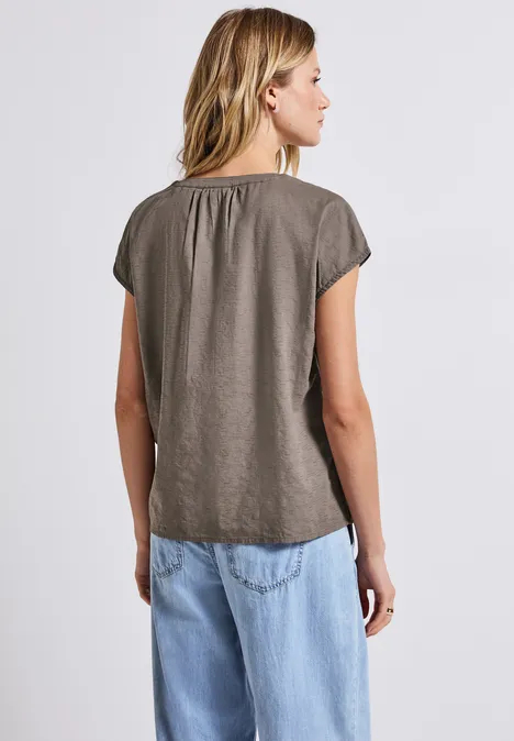 Bluse mit Tape-Details dark tumbled beige