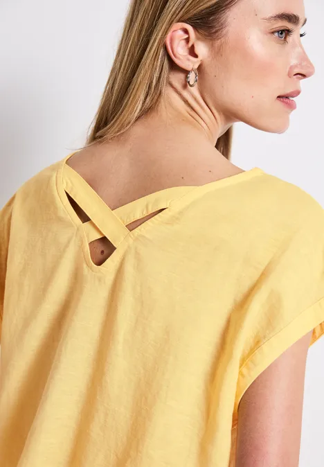 Leinenmix-Bluse mit Bändern buttercream yellow