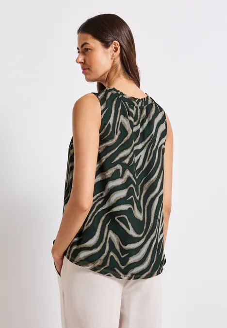 Chiffon Blusentop mit Print pine grove green