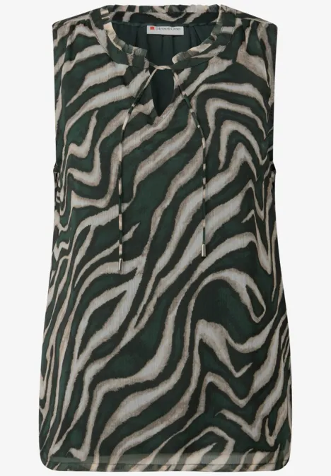 Chiffon Blusentop mit Print pine grove green