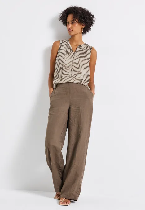 Chiffon Blusentop mit Print tumbled beige