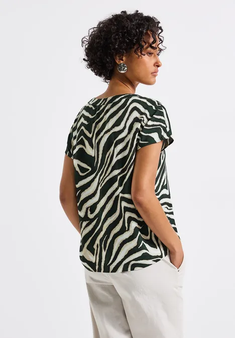 Bluse mit Zebra-Muster pine grove green
