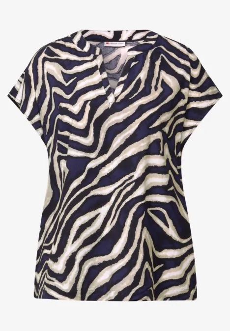 Gemusterte Bluse deep blue