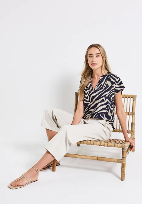 Gemusterte Bluse deep blue