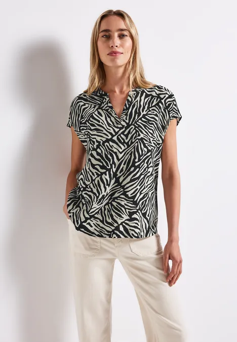 Gemusterte Bluse deep blue