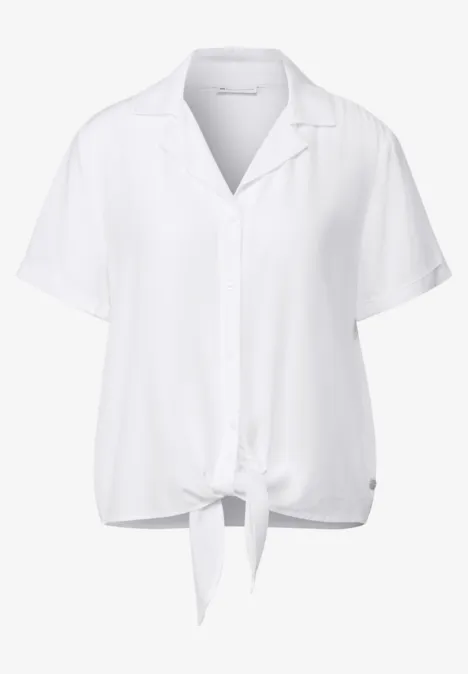 Bluse mit Bowlingkragen White