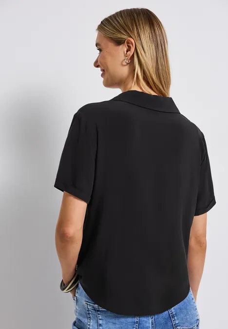 Bluse mit Bowlingkragen Black