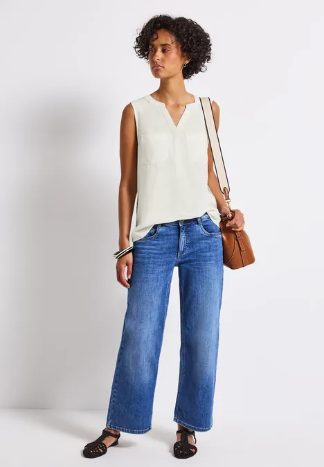 Blusentop mit Brusttaschen off white