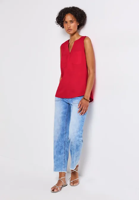 Blusentop mit Brusttaschen glory red