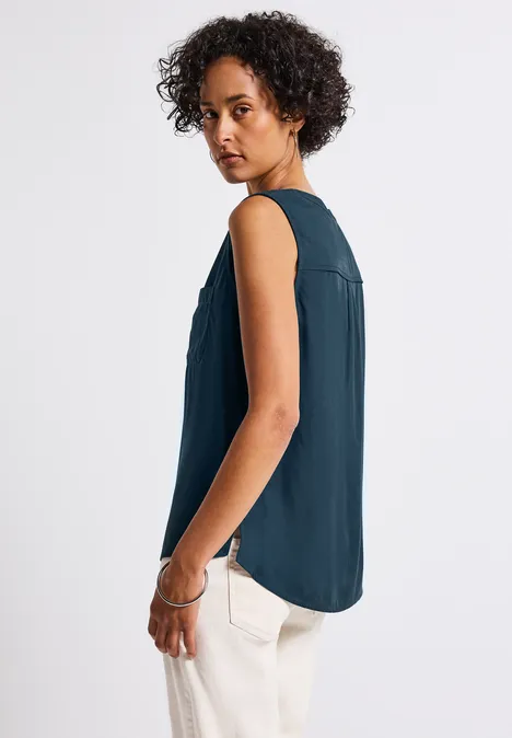 Blusentop mit Brusttaschen tide blue