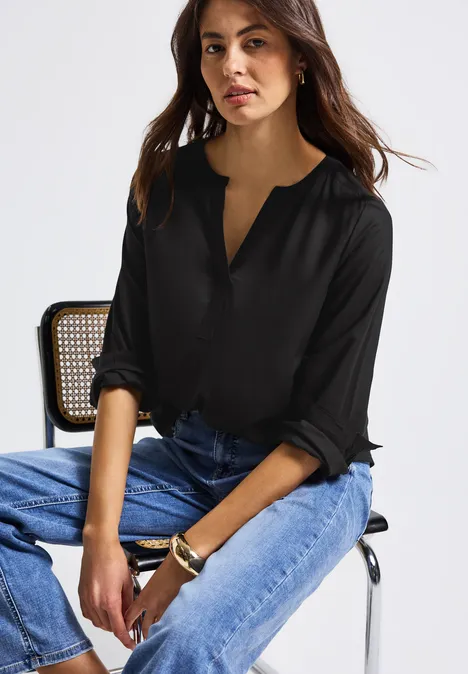 Tuniek met gespleten hals Black