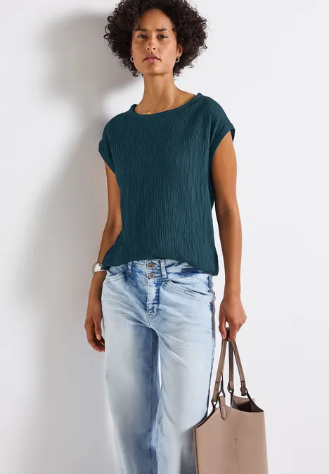 Blusenshirt mit Tapedetails tide blue