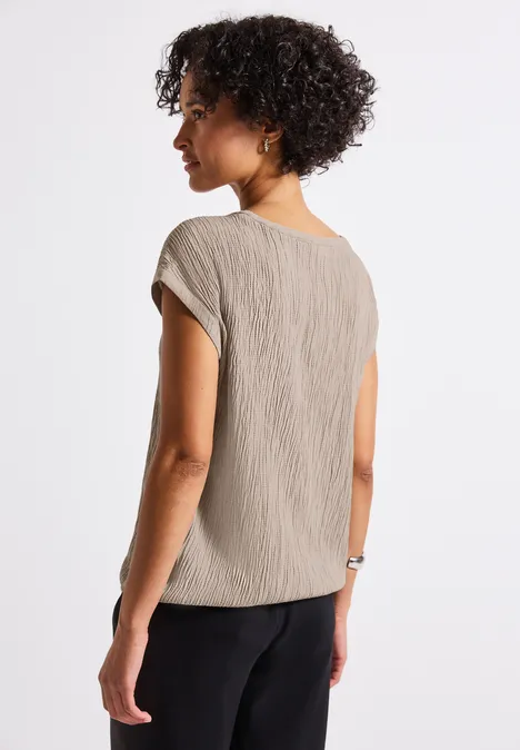 Blusenshirt mit Tapedetails morning beige