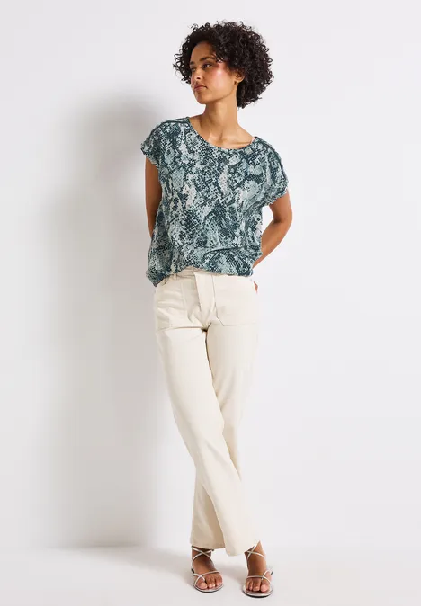 Snake Print Bluse mit Tape arona blue