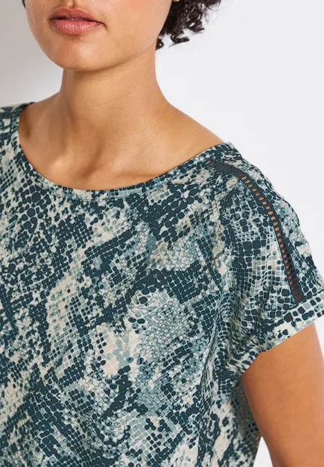 Snake Print Bluse mit Tape arona blue