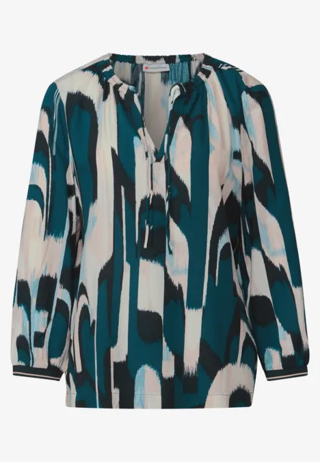 Ikat Tunika mit Tape-Details tide blue
