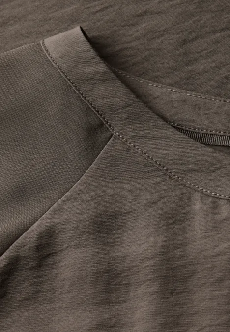 Blusenshirt mit Meshdetail nomad brown