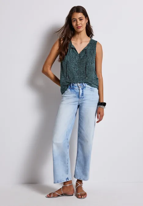 Chiffon Blusentop mit Print deepwater blue