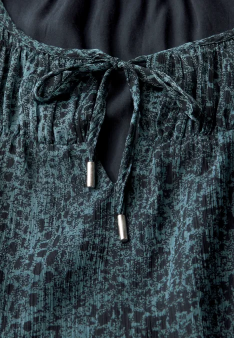 Chiffon Blusentop mit Print deepwater blue