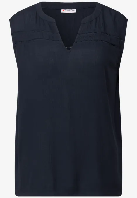 Crinkle Blusentop mit Tape deepwater blue
