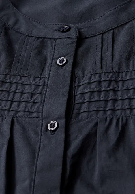 Baumwollbluse mit Details deepwater blue
