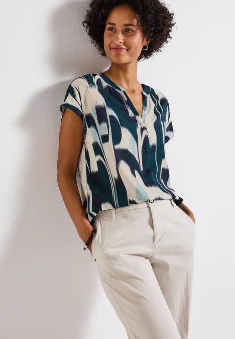 Blusenshirt mit Ikat Print tide blue