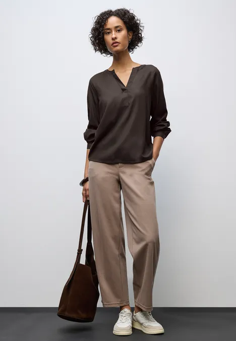 Split Neck Tunika deep roast brown