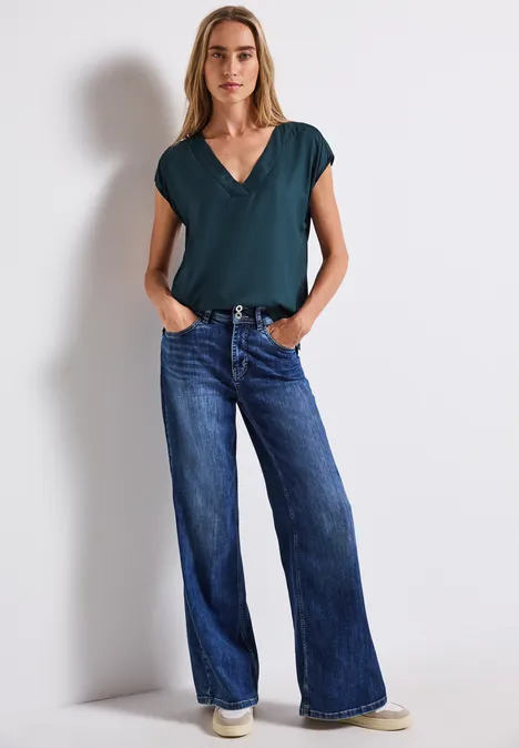V-Neck Blusenshirt tide blue