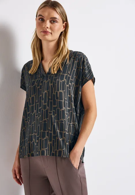 Blusenshirt mit Puzzle Print deepwater blue