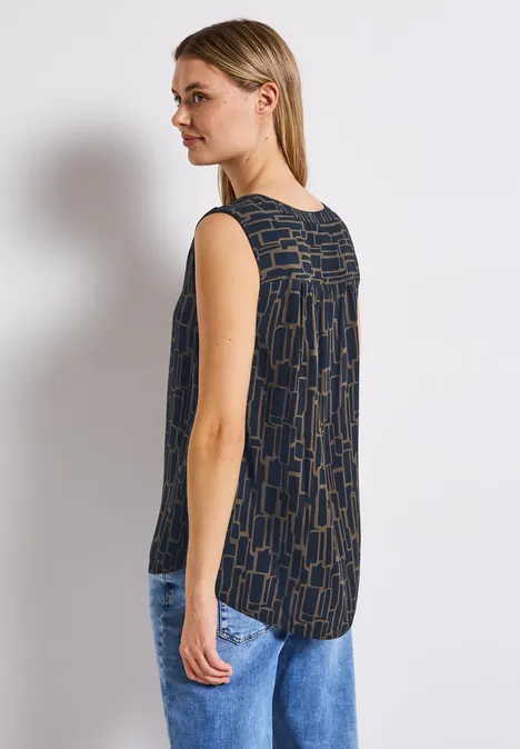 Puzzle Print Blusentop deepwater blue