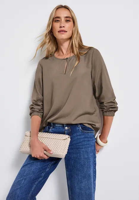 Blouse à col rond avec découpe bark brown